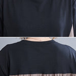Original Loose Split-Joint Contrast Color Midi Dress