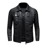 Men's Lapel Leather Biker Jacket
