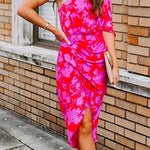 Margovil Casual One Shoulder Printed Tulip Hem Dress