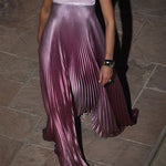 Margovil Strapless Tube Gradient Ombre Satin Maxi Party Dress