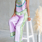 Elastic Waist Printed Wide Leg Pants