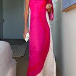 Margovil One Shoulder Long Sleeve Side Slit Tie Dye Maxi Dress