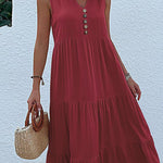 Sleeveless loose casual solid color vest dress