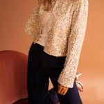 Golden Fleece Sequined Open Front Cropped Jacket