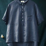 Ladies Casual Short Sleeve Shirt With Lapel Button Design