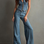 Vintage High-Waisted Wide-Leg Denim Pants