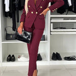 Feeling of Confidence Metal Button Long Sleeve Lapel Blazer
