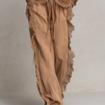 Chic Cotton Straight-leg Trousers With Side Lace