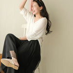 Casual Solid Color Chiffon Column Wide Leg Pants&Skirt