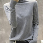 Solid Color Heaps Collar Long Sleeve Knitwear Tops