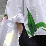 High-Low Loose Asymmetric Floral Printed Split-Joint Split-Side Lapel Blouses