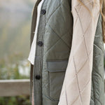 Grass Green Thermal Quilted Pockets Vest Coat