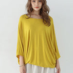 Vintage Loose Round-Neck Batwing Sleeves Shirts