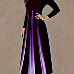 A-Line High Waisted Gradient Pockets Printed Split-Joint Round-Neck Maxi Dresses