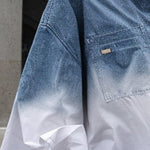 High-Low Loose Gradient Printed Split-Joint Split-Side Lapel Blouses&Shirts Tops