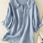 Women‘s Peter Pan Collar Cotton Shirt