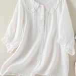 Women‘s Peter Pan Collar Cotton Shirt