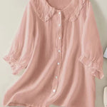 Women‘s Peter Pan Collar Cotton Shirt