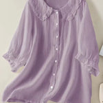 Women‘s Peter Pan Collar Cotton Shirt
