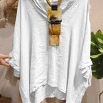 Women's Casual Cotton and Linen V-neck Shirt