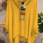 Women's Casual Cotton and Linen V-neck Shirt
