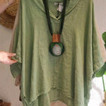 Women's Casual Cotton and Linen V-neck Shirt