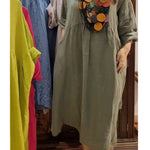 Women's Pocket Cotton and Linen Dress
