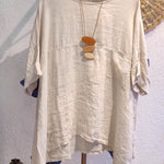 Women's Casual Cotton and Linen Round-neck Shirt