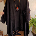 Women's Casual Cotton and Linen Round-neck Shirt