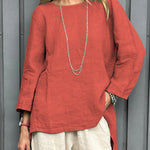 Women's Casual Cotton And Linen 3/4 Sleeve Shirt