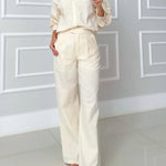 Women's Cotton And Linen Shirt and Pants Set
