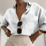 Women's Long Sleeve Cotton and Linen Shirt