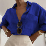 Women's Long Sleeve Cotton and Linen Shirt