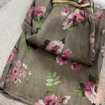 Women's Floral Print Casual Cotton and Linen Pants