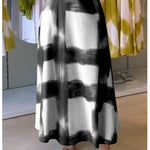 Women's Brushstroke Print Cotton and Linen Skirt