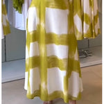 Women's Brushstroke Print Cotton and Linen Skirt
