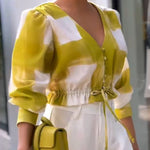 Women's Brushstroke Print Long Sleeve Top