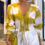 Women's Brushstroke Print Long Sleeve Top
