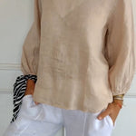 Lantern Sleeve Design Cotton and Linen Top (Buy 2 Free Shipping)