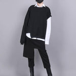 Black Empire False Two Asymmetric 9 Points Culottes Pants