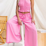 Halter Neck Open Back Ruffle Hem Top