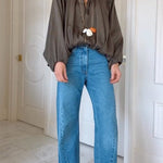 Margovil Lapel Batwing Sleeves Zip Up Bomber Jacket