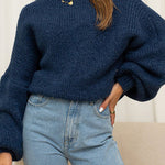 Margovil Drop Shoulder Lantern Long Sleeves Comfy Pullover Sweater
