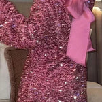 Margovil Long Sleeves Bow Back Sequin Party Dress