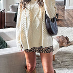 Margovil Crewneck Cable Knit Casual Pullover Sweater