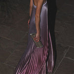 Margovil Strapless Tube Gradient Ombre Satin Maxi Party Dress