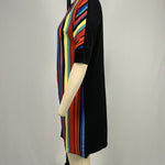 A-Line Half Sleeves Asymmetric Contrast Color Striped Round-Neck Mini Dresses