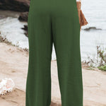 Fresh Air Linen Blend Pocketed Smocked Pants