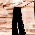 High Waisted Loose Buttoned Contrast Color Split-Joint Blazer Pants