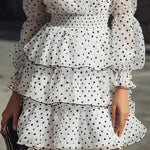 White Polka Dot Tiered Ruffle Dress